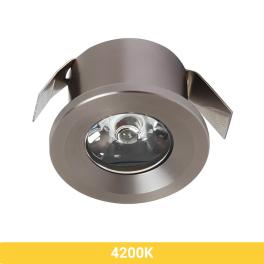 Spot LED, fix, incastrat, rotund,1W, IP20, design modern (4200K, Crom Mat)