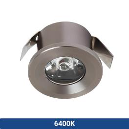 Spot LED, fix, incastrat, rotund,1W, IP20, design modern (6400K, Crom Mat)