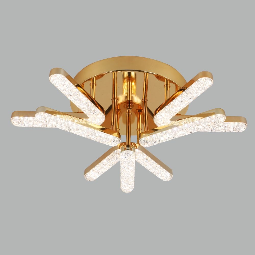 Lustra LED telecomanda 90W ACR-8088 Aurie, design Crystal Branch, lumina reglabila 3000K-6500K